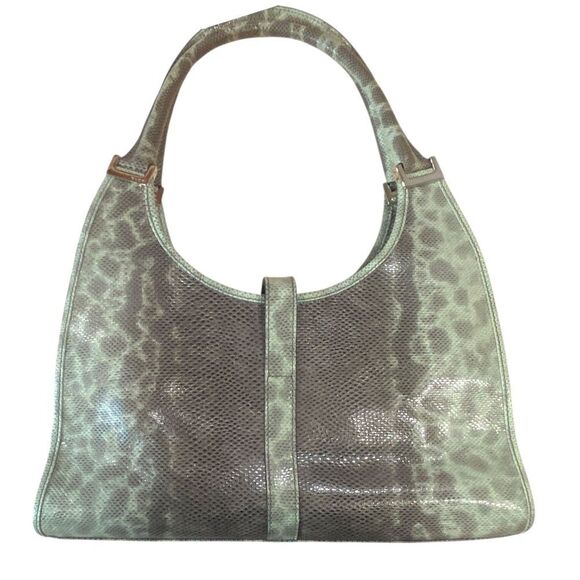 1549 Gucci Jackie 1961 Green And Gray Python Medium Shoulder Bag Silver Buckle - Picture 2 of 9